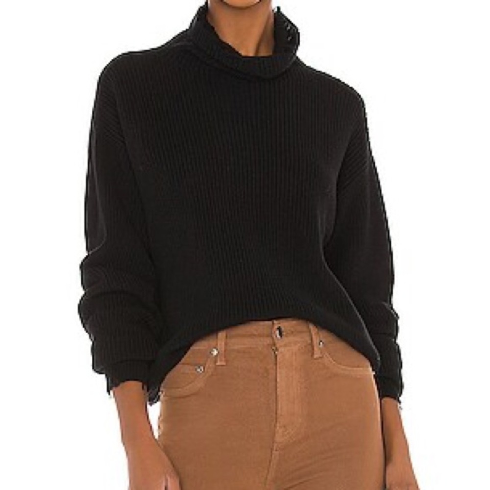 Pistola Brandy Knit Distressed Ribbed Turtleneck Sweater XS
